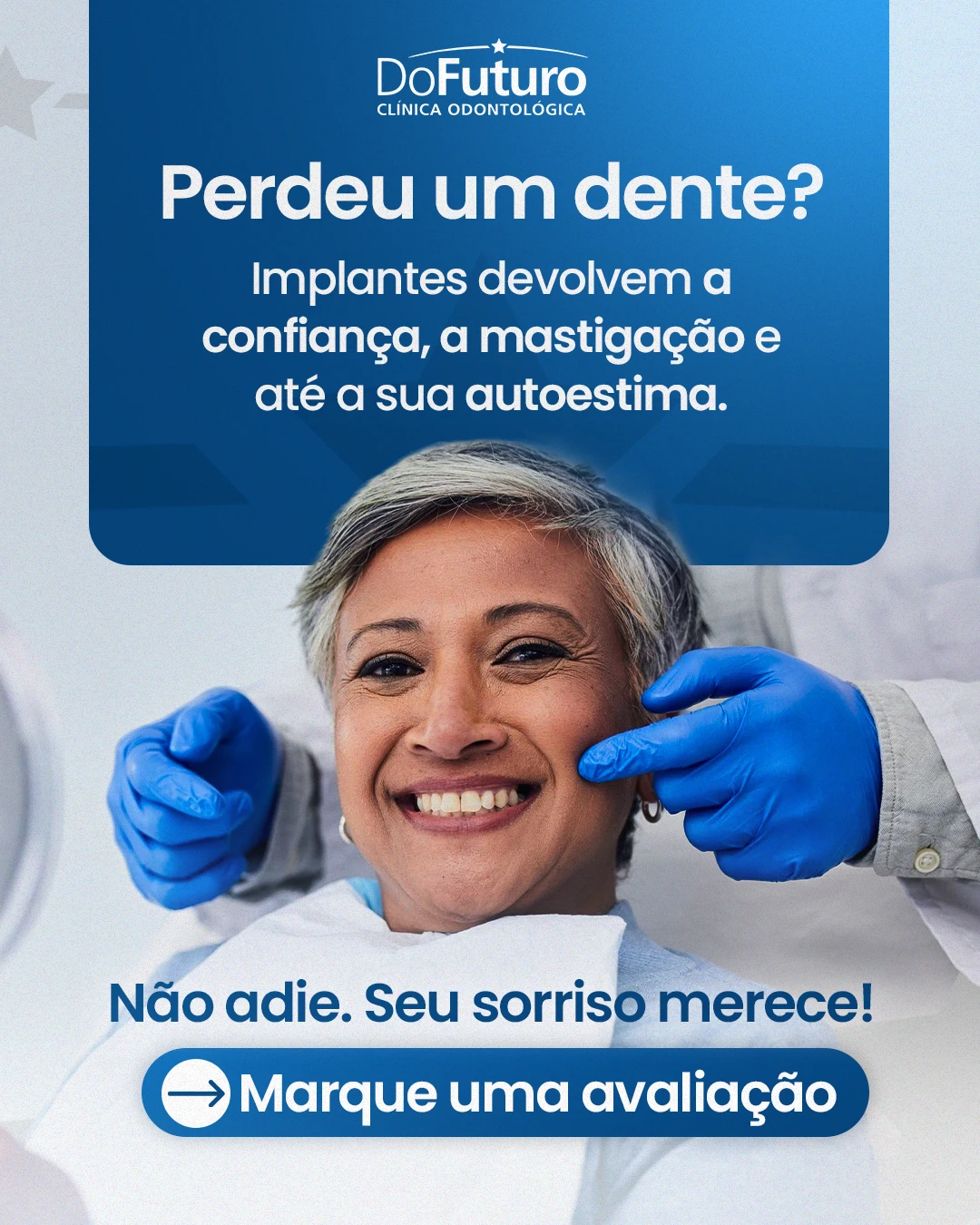 A falta de um dente mexe bastante com a rotina e com a nossa segurança de interagir com as pessoas. | Clínica do Futuro